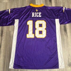 #18 SIDNEY RICE MINNESOTA VIKINGS REEBOK PURPLE JERSEY SIZE XL